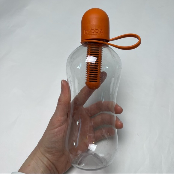 *SALE 4 for 30* OWO-Bobble Purifying Water Bottle-Clear Plastic Orange Top - Picture 1 of 7